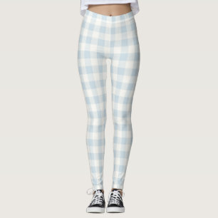 Leggings Cuadros de rayas blancas azul claro