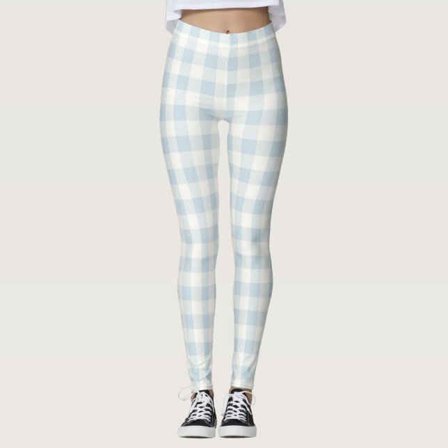 Leggings Cuadros de rayas blancas azul claro (Anverso)