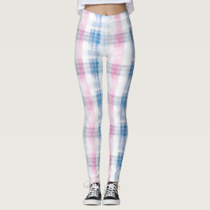 Leggings Cuadros de rayas blancas azules rosadas