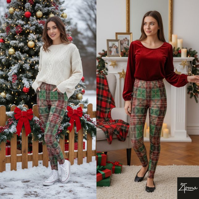 Leggings Cuadros Escoceses Navideños Rojo Verde Tradicional (Subido por el creador)
