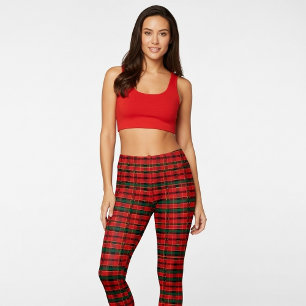 Leggings Cuadros Escoceses Navideños Rojo y Verde Festivo