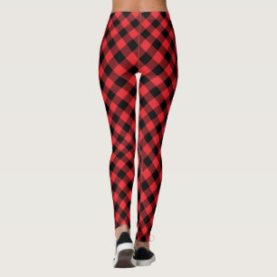 Leggings Cuadros Escoceses Rojos y Negros de Búfalo