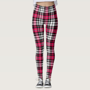 Leggings Cuadros Escoceses Rosa Negro Blanco Tartán 