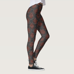 Leggings Cuadros o ajedrez inclinados rojizos, marrones y n