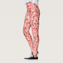 Leggings Cuadros que se abruman, tonos rojos o corales