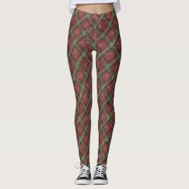 Leggings Cuadros rojos verdes de Borgoña