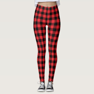 Leggings Cuadros rojos y negros de búfalo