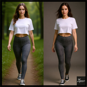 Leggings Cuadros Téxtiles Gris Carbón con Efecto de Fallo