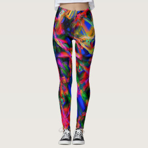Leggings Cuadros torcidos con "pinceles" coloridos