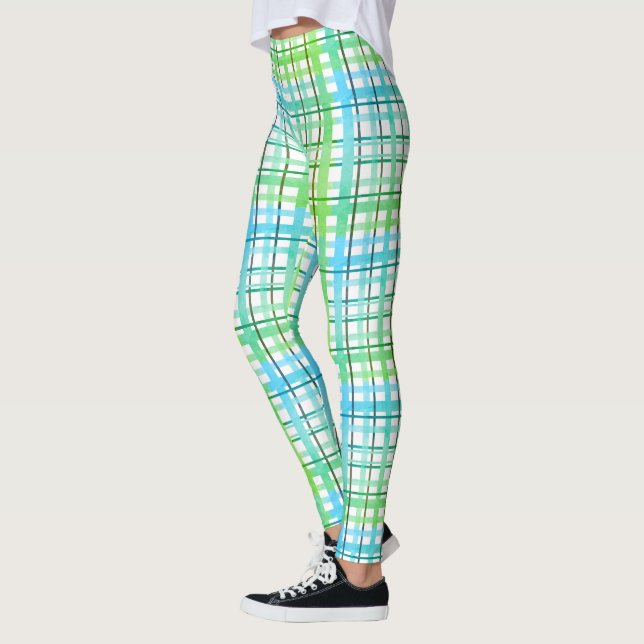 Leggings Cuadros Verde Azul Neón (Izquierda)