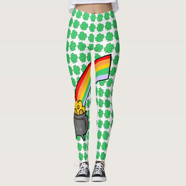 Leggings Cuatro Ropa De Hojas De Aluminio De Oro (Anverso)