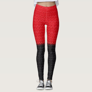 Leggings Cuchillo rojo negro: cierre a rayas.