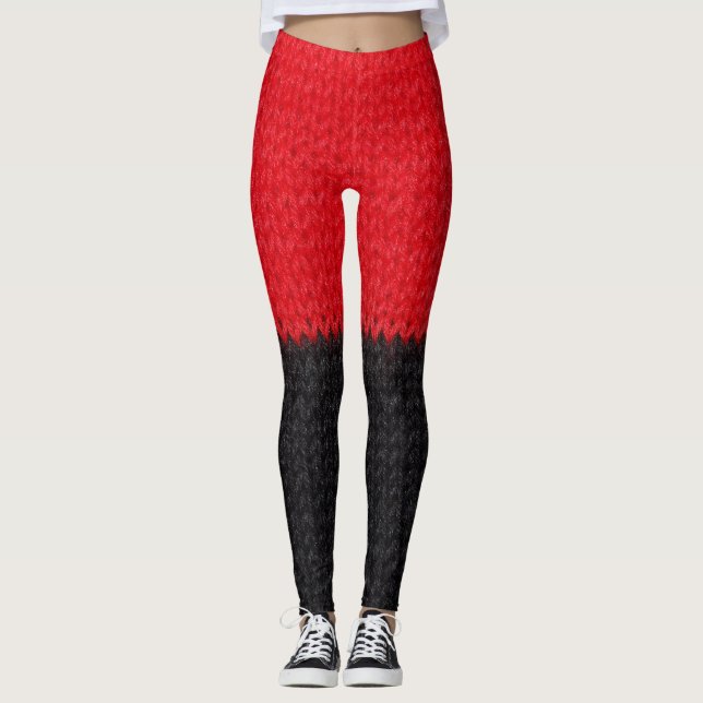 Leggings Cuchillo rojo negro: cierre a rayas. (Anverso)