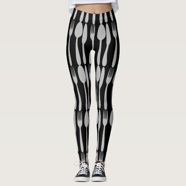 Leggings Cuchillo Tenedor Cuchara Cubiertos Cubiertos (Anverso)