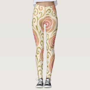 Leggings Cuento de Hadas Princesa Rosas Rosa y Oro
