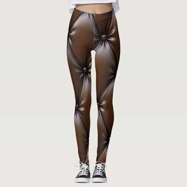 Leggings Cuero De Chocolate: Textura De Tejido De Lujo (Anverso)