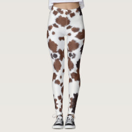 Leggings cuero de vaca de piernas blancas marrones
