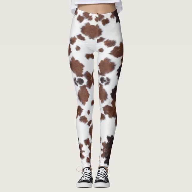 Leggings cuero de vaca de piernas blancas marrones (Anverso)