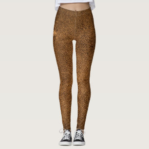 Leggings Cuero marrón envejecido: Textura clásica