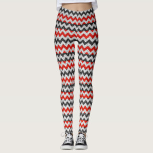 Leggings Cuero moderno Chevron blanco rojo