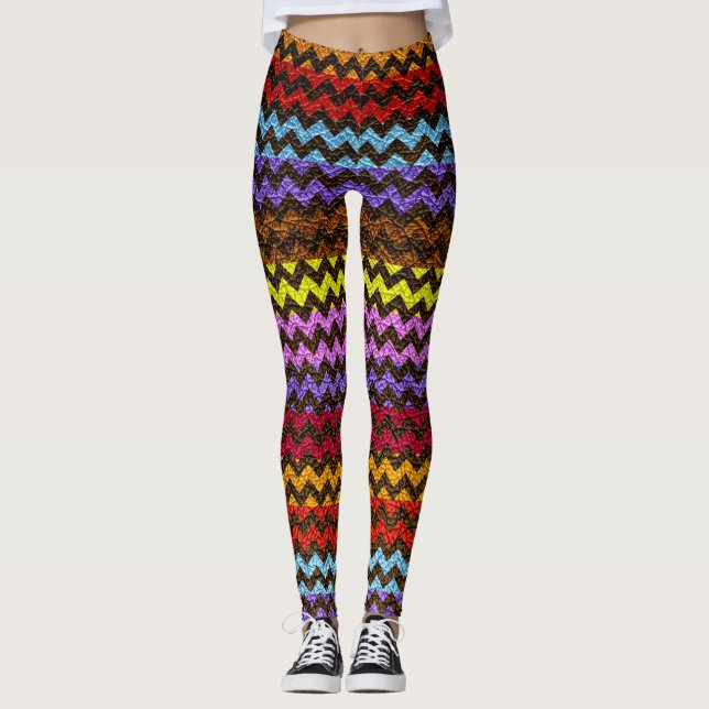 Leggings Cuero moderno Chevron colorido #30 (Anverso)