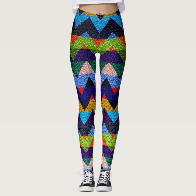 Leggings Cuero moderno Chevron colorido #5 (Anverso)