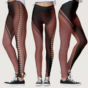 Leggings Cueros Marrones Falsos Desabrochados Sensuales