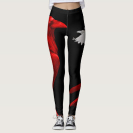 Leggings cuervo rojo con el cuervo blanco