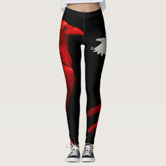 Leggings cuervo rojo con el cuervo blanco