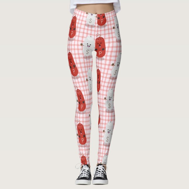 Leggings Cuidada y feliz personalizado de sal y pimienta de (Anverso)