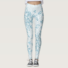 Leggings Cuidado Blue Floral Lace Simple