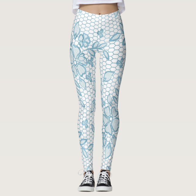 Leggings Cuidado Blue Floral Lace Simple (Anverso)
