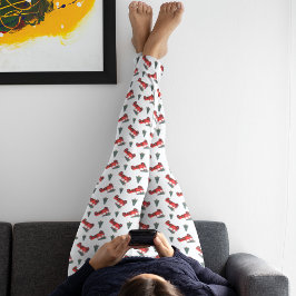 Leggings Cuidados Navidades de vagones de reparto rojo Paja