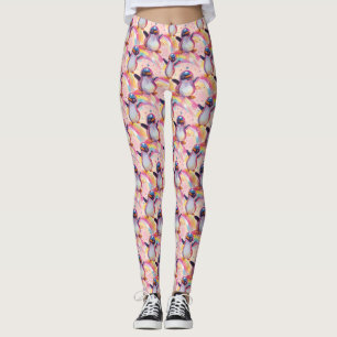 Leggings Cuidados pingüinos arcoiris y patrón de estrellas