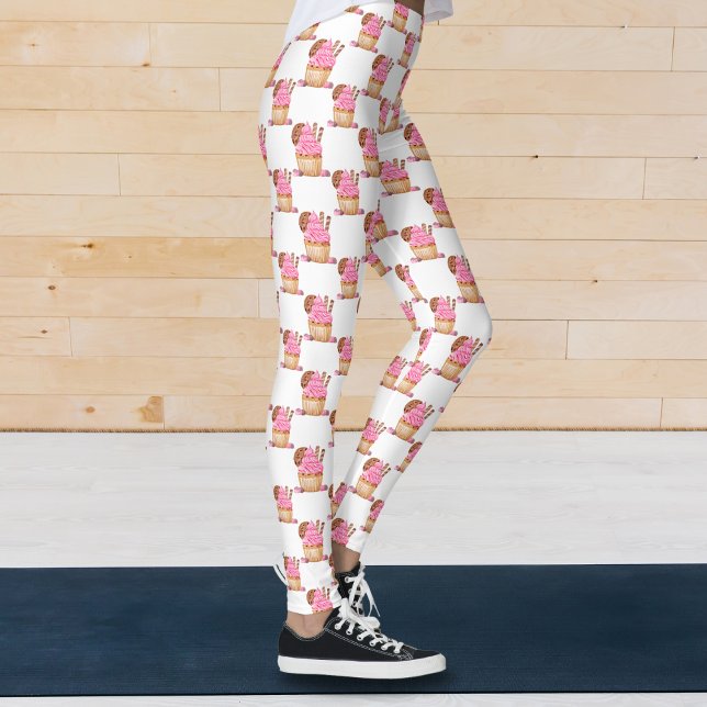 Leggings Cupcake de acuarela rosa con patrón de chocolate (Subido por el creador)