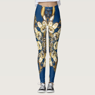 Leggings Curlos dorados, patrón de cosecha oriental.