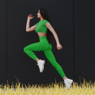 Leggings Curso de banda colorida suave Chevron Workout Gree