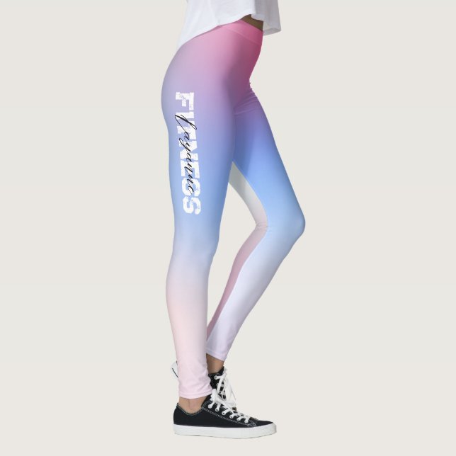 Leggings Curso suave de yoga azul claro rosa (Derecha)