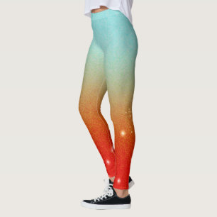Leggings Curte Aqua Graduándose a Rojo/Naranja >Girly Leggi