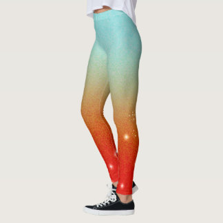 Leggings Curte Aqua Graduándose a Rojo/Naranja >Girly Leggi