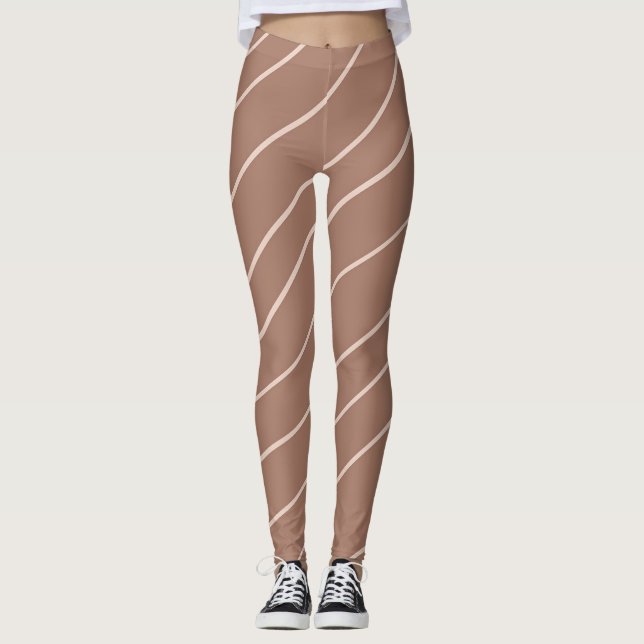 Leggings Curva de Doodle dibujada a mano de Mocha Mousse (Anverso)