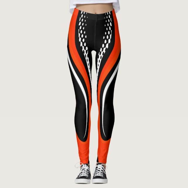 Leggings Curva roja y negra abstracta (Anverso)