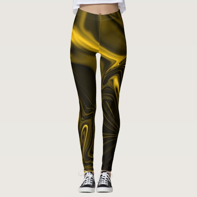 Leggings Curvas amarelas ou dourados em imagem marrom. (Anverso)
