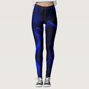 Leggings Curvas azules y ondas en imagen azul oscuro
