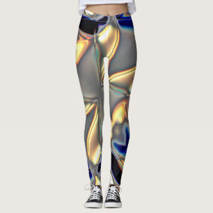 Leggings Curvas cristalinas en amarillo azul sobre textura