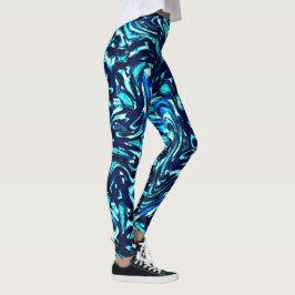 Leggings Curvas de azul y cian estropeadas