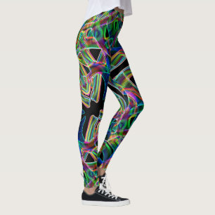 Leggings Curvas de banda superpuestas, relieve neón colorid