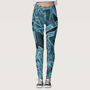 Leggings Curvas de cinta, neón azul con relieve y solapamie