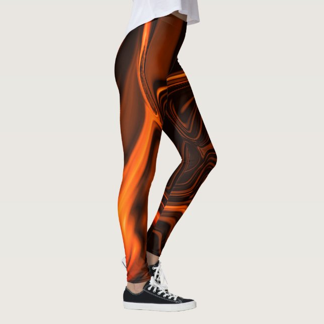 Leggings Curvas o ondulaciones de coral sobre fondo oscuro (Derecha)