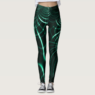 Leggings Curvas punteadas en combinación de verde selva y